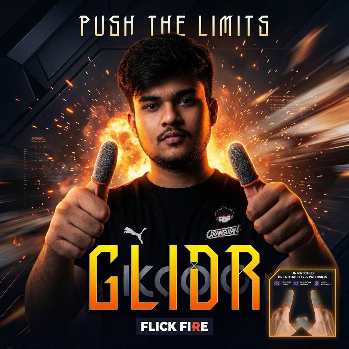 Flick Fire GLIDR V1 Pro Esports Finger Sleeve (2 Pairs / 4 Pieces)