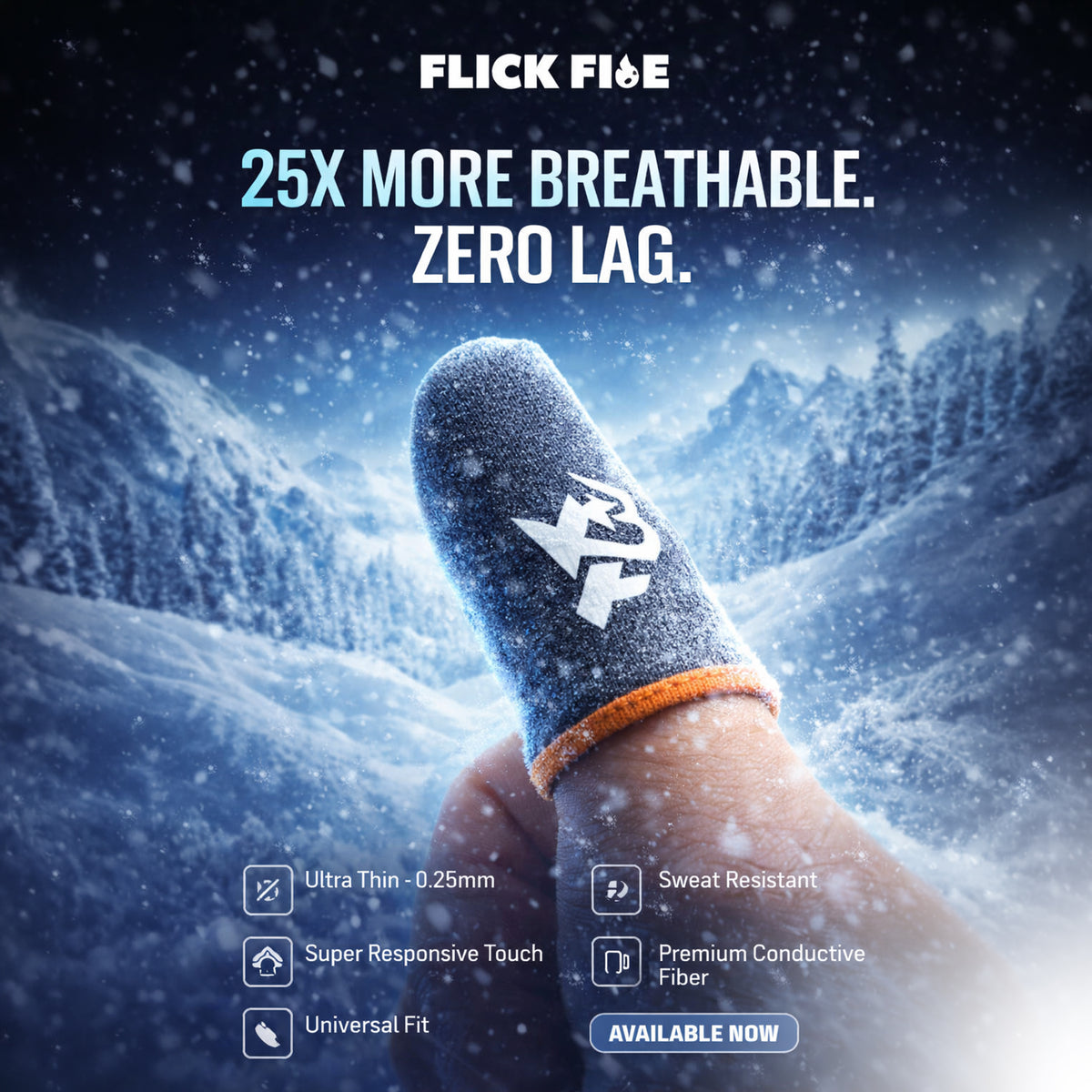 Flick Fire GLIDR V1 Pro Esports Finger Sleeve (2 Pairs / 4 Pieces)