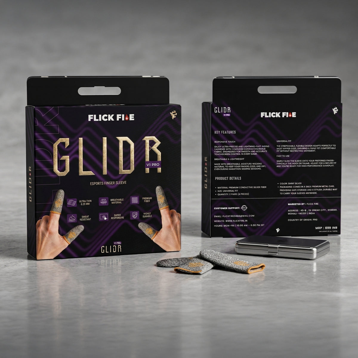 Flick Fire GLIDR V1 Pro Esports Finger Sleeve (2 Pairs / 4 Pieces)