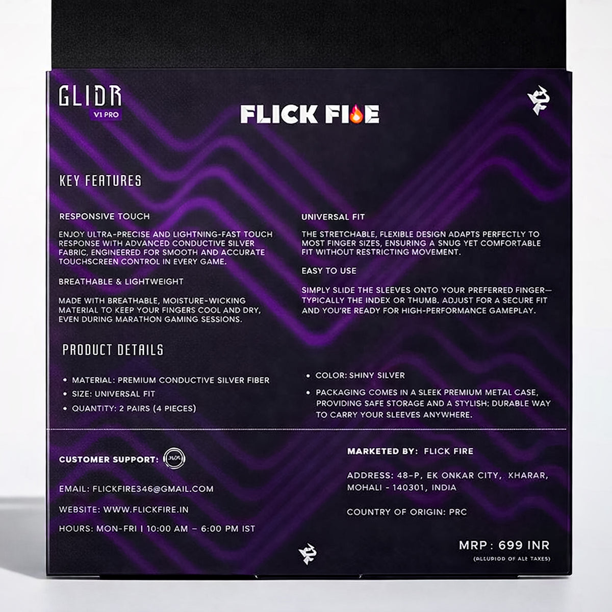 Flick Fire GLIDR V1 Pro Esports Finger Sleeve (2 Pairs / 4 Pieces)
